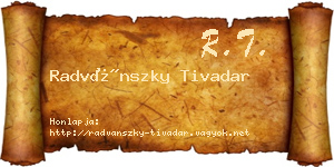 Radvánszky Tivadar névjegykártya